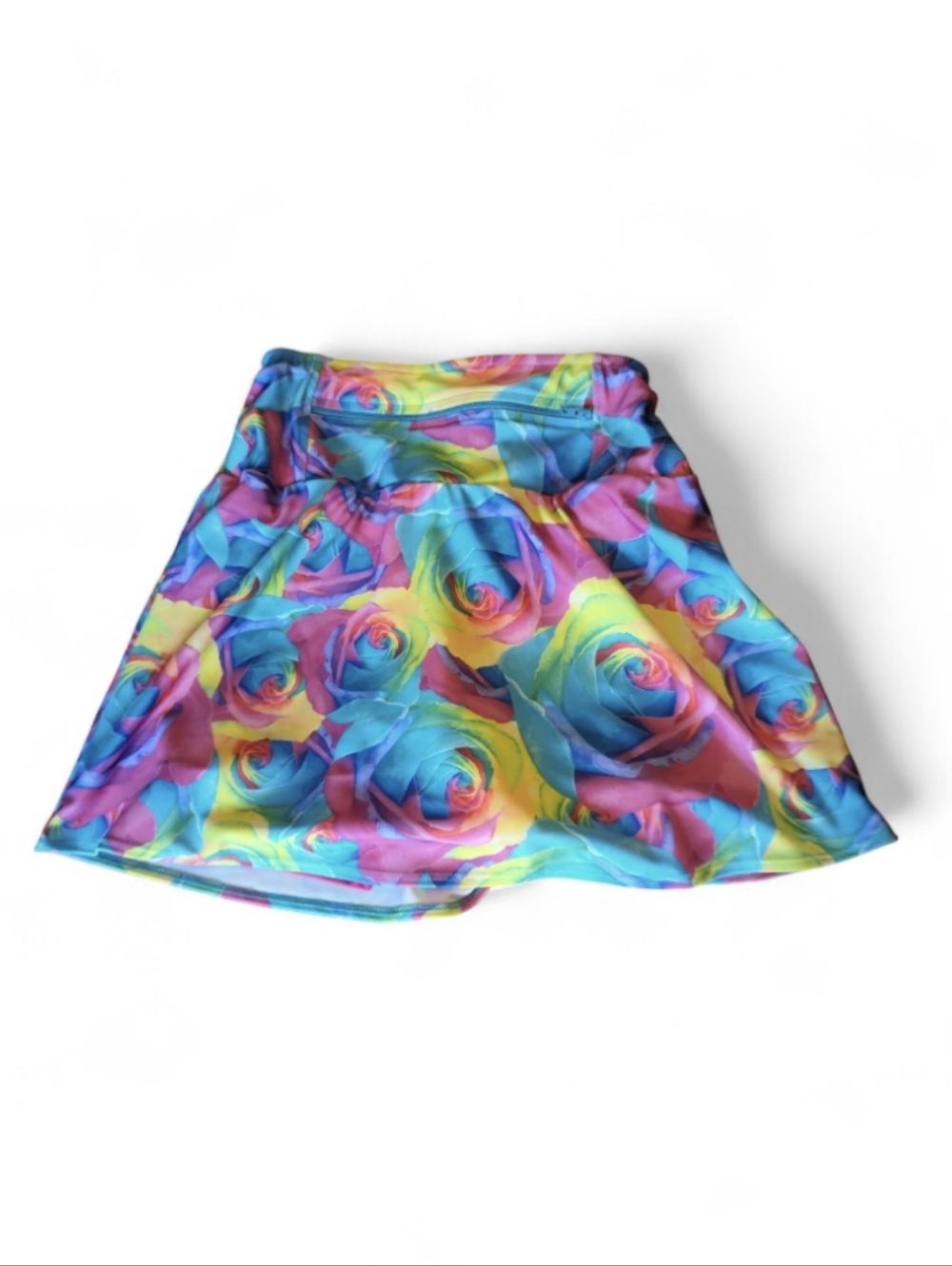 Vibrant Rainbow Rose Print- Multicolor Athletic Skort Sx XS By Sparkle Skirts